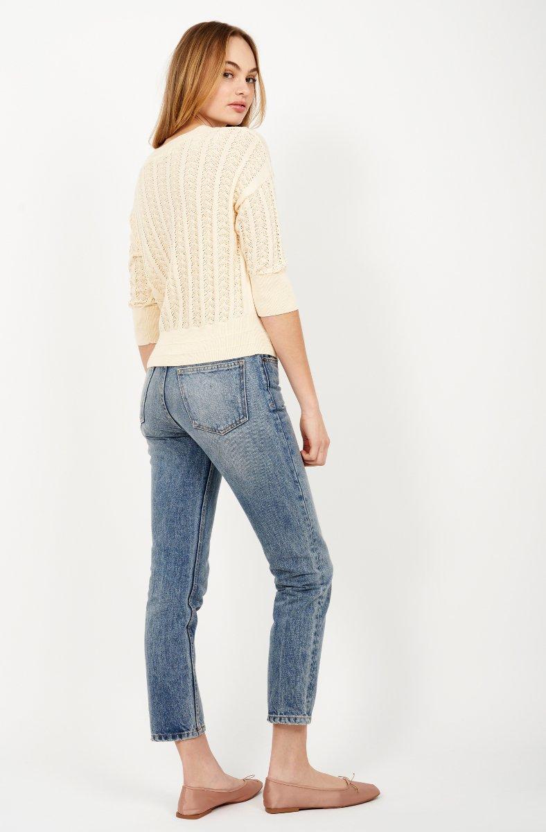 Jojo Maman Bébé Mica Cotton Sweater Alabaster Gleam White