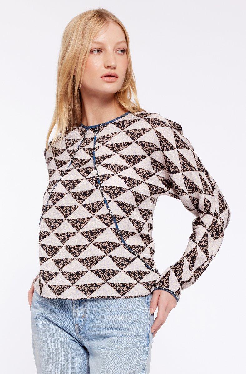 jojo maman bébé Mich Long Sleeve Top Dawn Multi Black