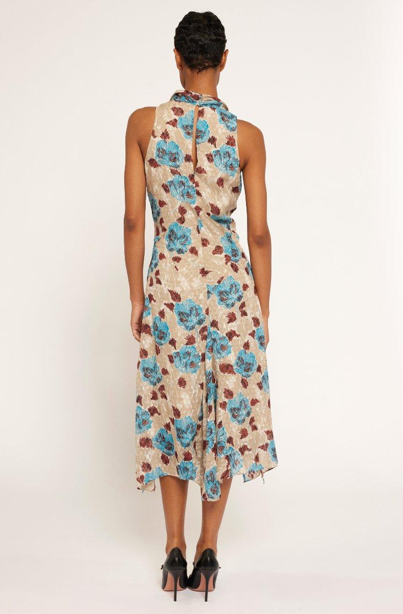 Jojo Maman Bébé Minnie Silk Midi Dress Tuffet Multi Blue