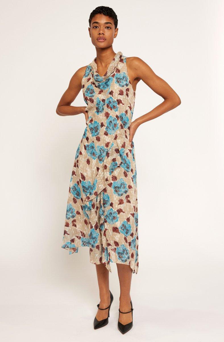 jojo maman bébé Minnie Silk Midi Dress Tuffet Multi Blue