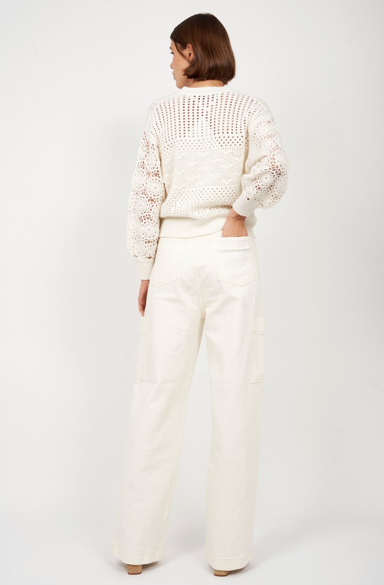 Jojo Maman Bébé Ophilia Wide Cargo Jean Pearled Ivory Tan