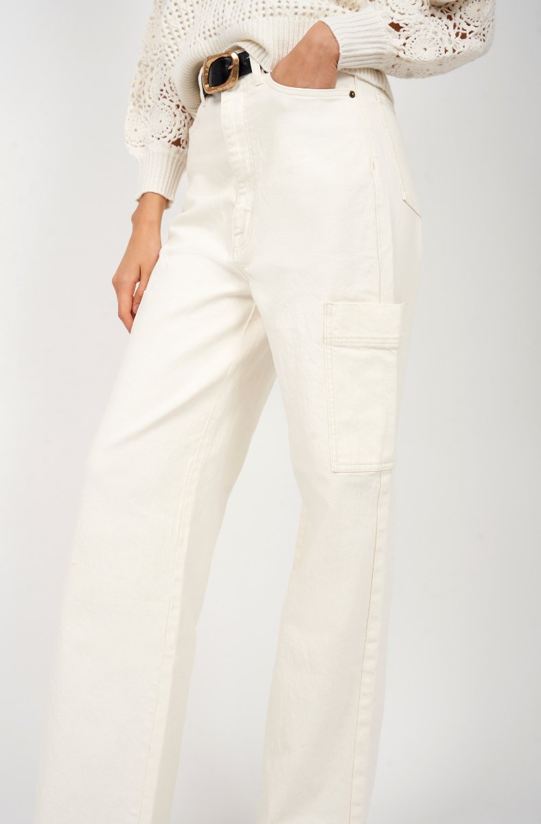 jojo maman bébé Ophilia Wide Cargo Jean Pearled Ivory Tan