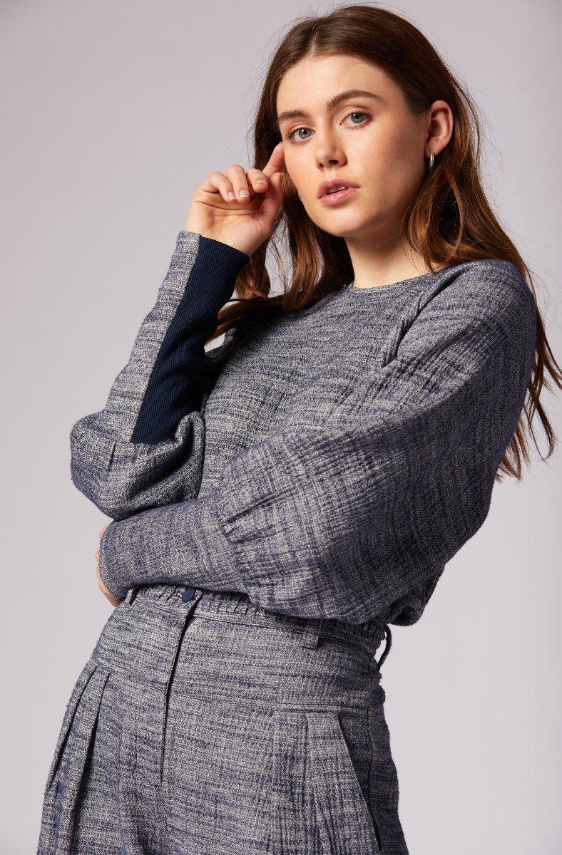 Jojo Maman Bébé Preethi Long Sleeve Cotton Top Ombre Blue Multi