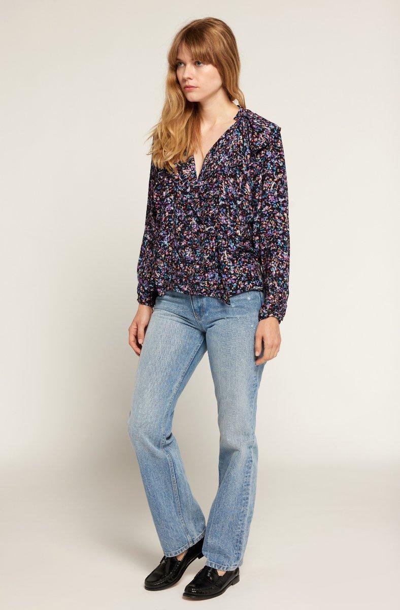 Jojo Maman Bébé Raquel B Long Sleeve Top Caviar Multi Black