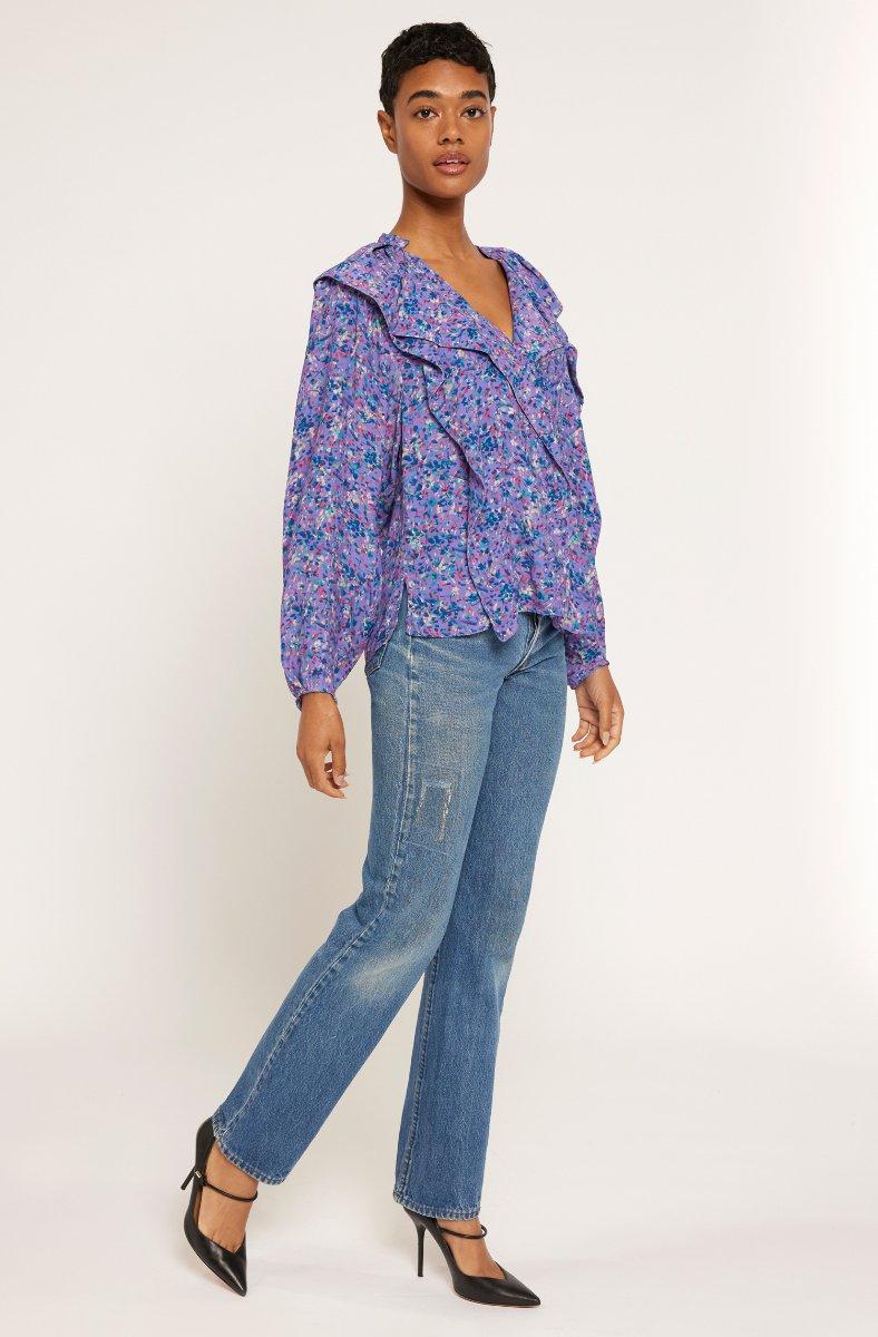 Jojo Maman Bébé Raquel B Long Sleeve Top Deep Lavender Multi Purple