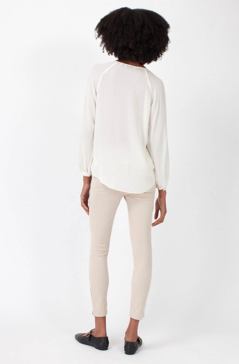 Jojo Maman Bébé Shariana Long Sleeve Silk Top Porcelain White