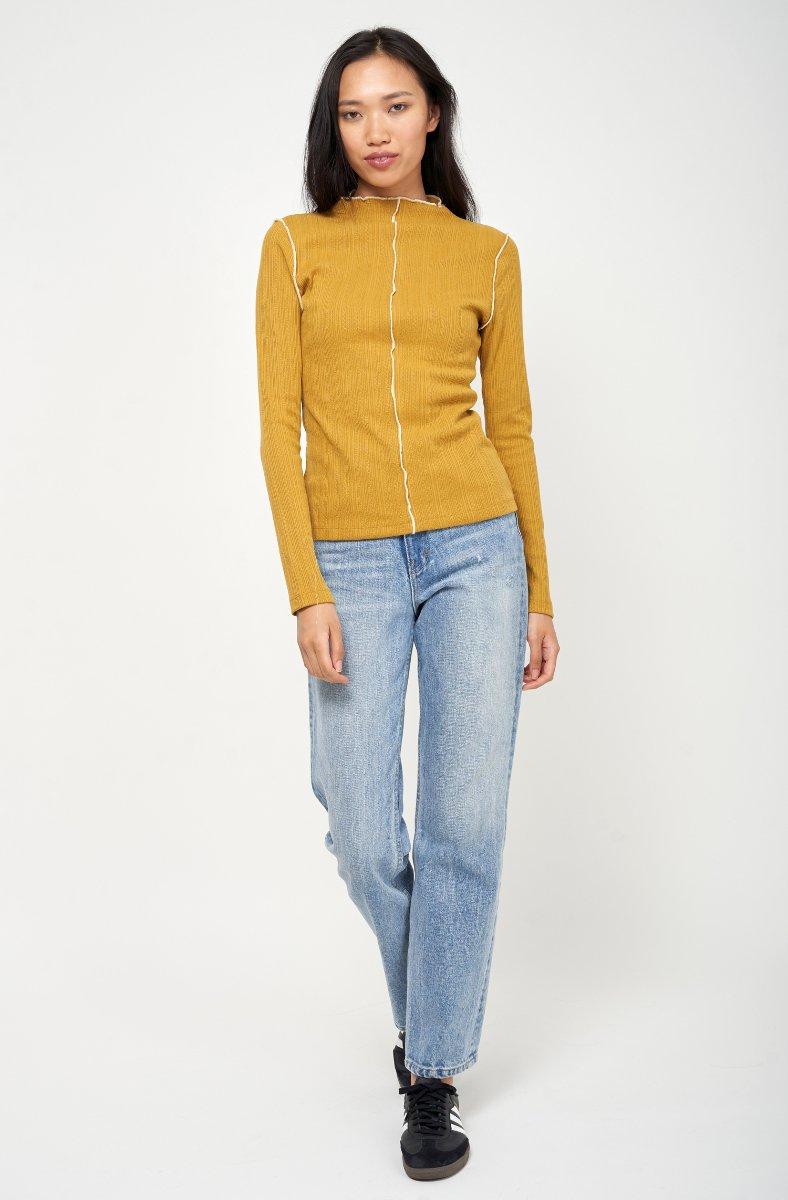 jojo maman bébé Tasha Long Sleeve Top Dried Tobacco Yellow