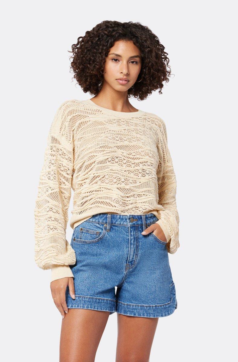jojo maman bébé Val Crew Neck Sweater Bleached Sand Beige