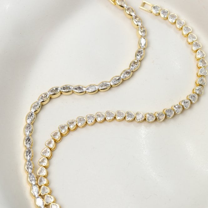 Jon Richard Inicio 14ct Gold Plated And Crystal Heart Tennis Bracelet - Gift Pouch