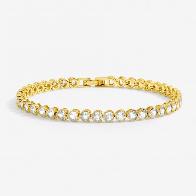 jon richard Inicio 14ct Gold Plated and Crystal Heart Tennis Bracelet - Gift Pouch