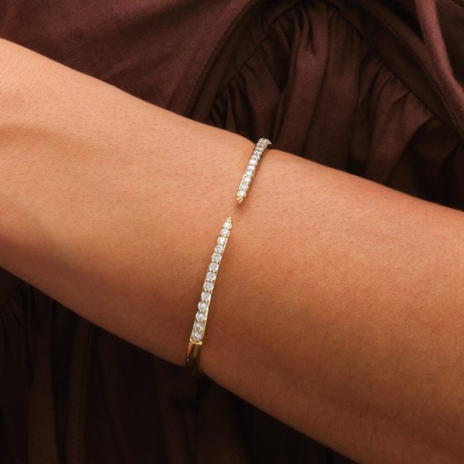 Jon Richard Inicio 14ct Gold Plated And Crystal Open Bangle - Gift Pouch