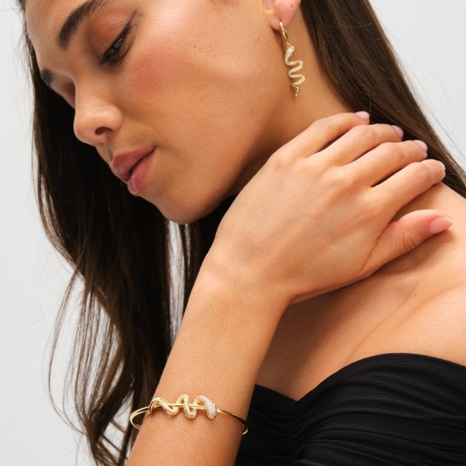 Jon Richard Inicio 14ct Gold Plated And Crystal Snake Bracelet Cuff - Gift Pouch