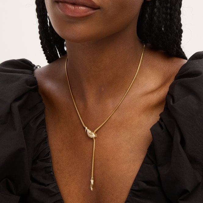 Jon Richard Inicio 14ct Gold Plated And Crystal Snake Necklace - Gift Pouch