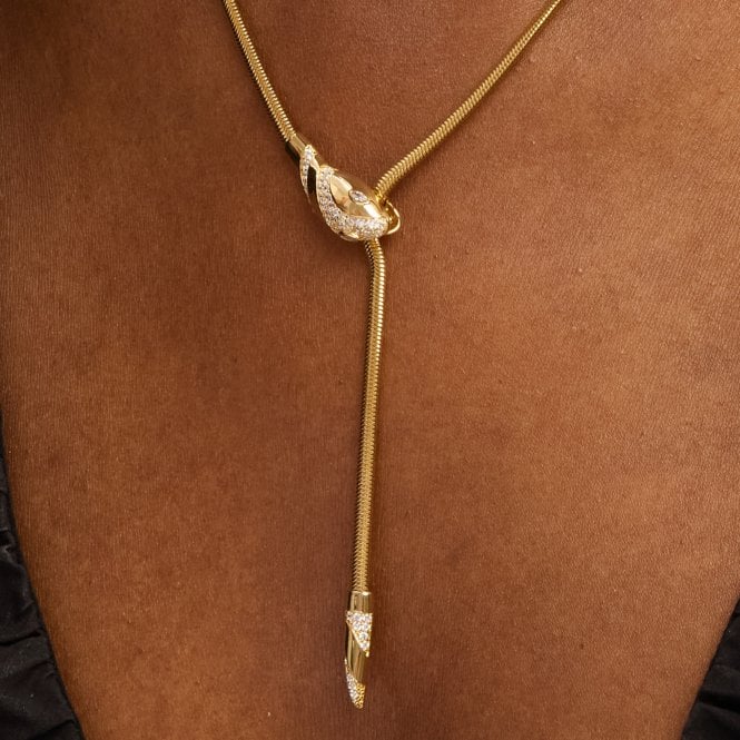 Jon Richard Inicio 14ct Gold Plated And Crystal Snake Necklace - Gift Pouch