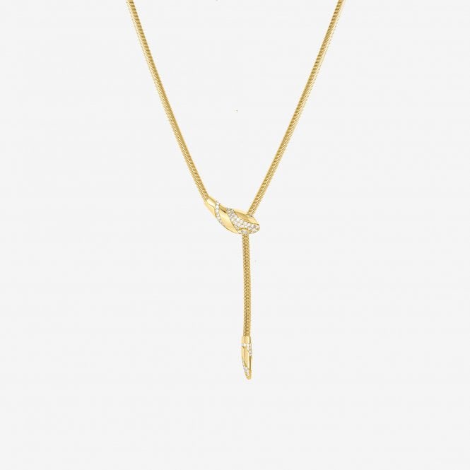 jon richard Inicio 14ct Gold Plated and Crystal Snake Necklace - Gift Pouch