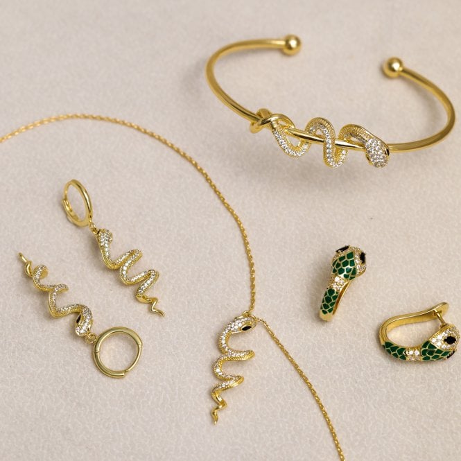 Jon Richard Inicio 14ct Gold Plated And Cubic Zirconia Snake Set - Gift Box