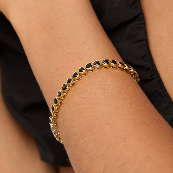 Jon Richard Inicio 14ct Gold Plated And Jet Crystal Tennis Bracelet - Gift Pouch