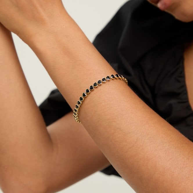 Jon Richard Inicio 14ct Gold Plated And Jet Crystal Tennis Bracelet - Gift Pouch