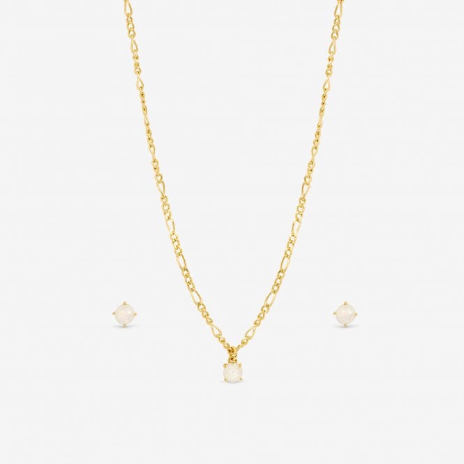 Jon Richard Inicio 14ct Gold Plated Opal Stone Pendant Set - Gift Box