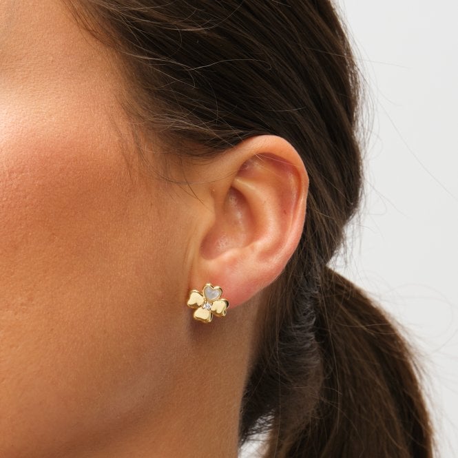 Jon Richard Inicio 14K Gold Plated And Cubic Zirconia Clover Set - Gift Box