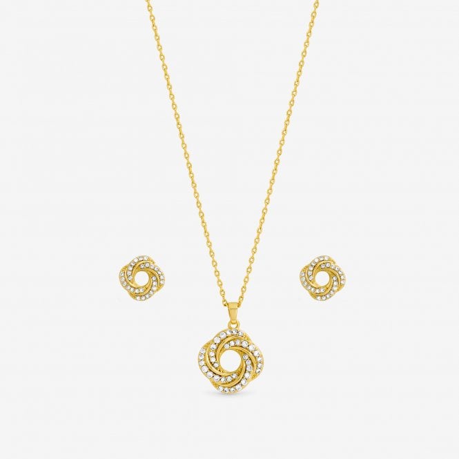 Jon Richard Inicio 14K Gold Plated And Cubic Zirconia Open Knot Set - Gift Box