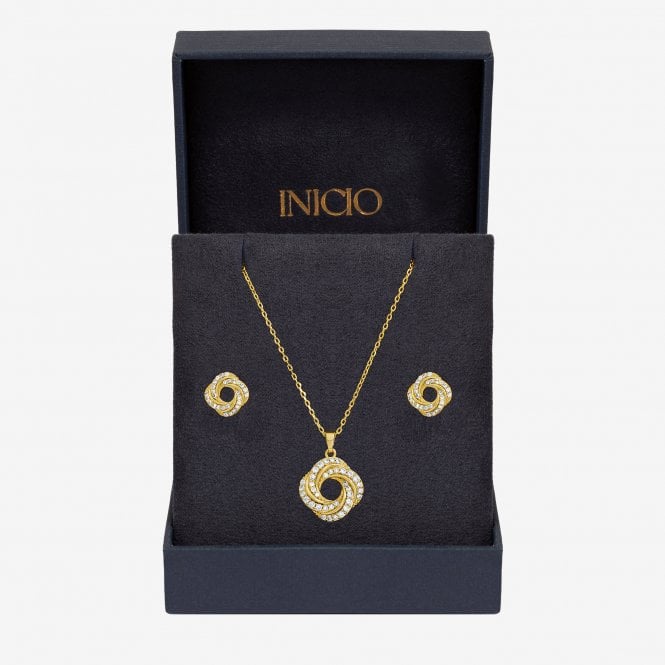 jon richard Inicio 14K Gold Plated and Cubic Zirconia Open Knot Set - Gift Box