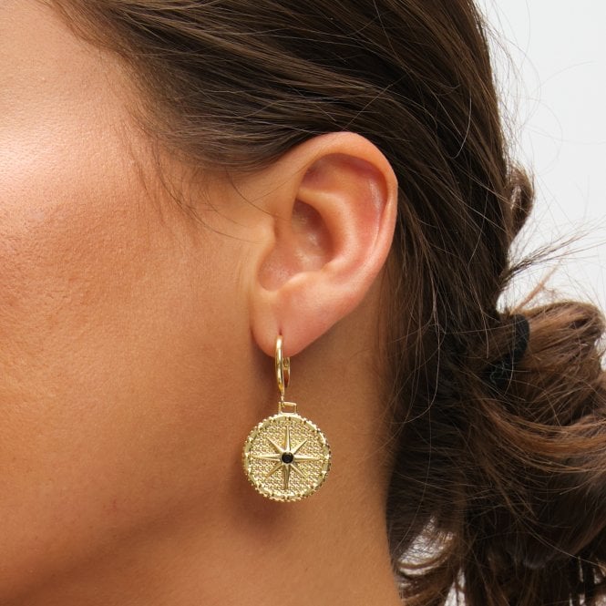 Jon Richard Inicio 14K Gold Plated And Jet Star Charm Earrings - Gift Pouch