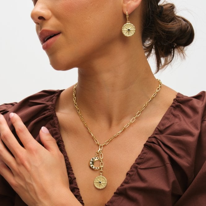 Jon Richard Inicio 14K Gold Plated And Jet Star Charm Earrings - Gift Pouch