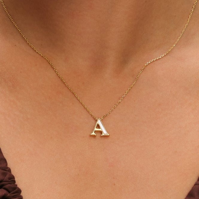 Jon Richard Inicio 14K Gold Plated And Mother Of Pearl Initial Pendant - A - Gift Pouch