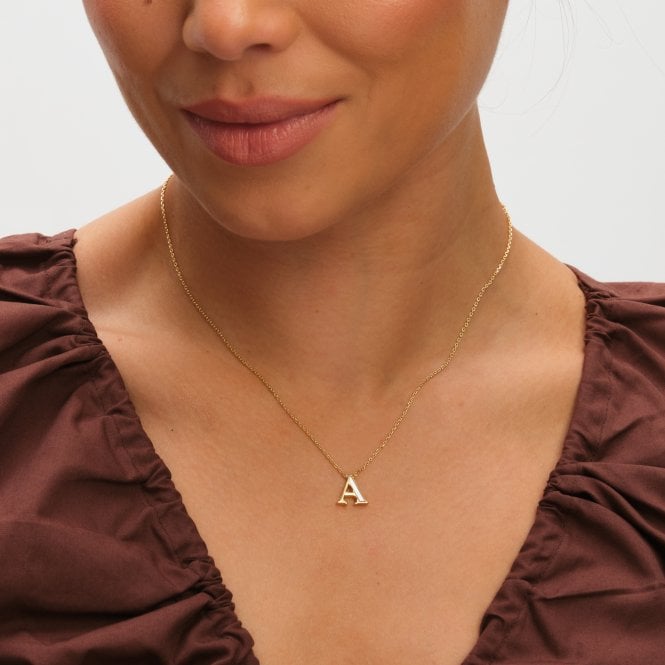 Jon Richard Inicio 14K Gold Plated And Mother Of Pearl Initial Pendant - A - Gift Pouch