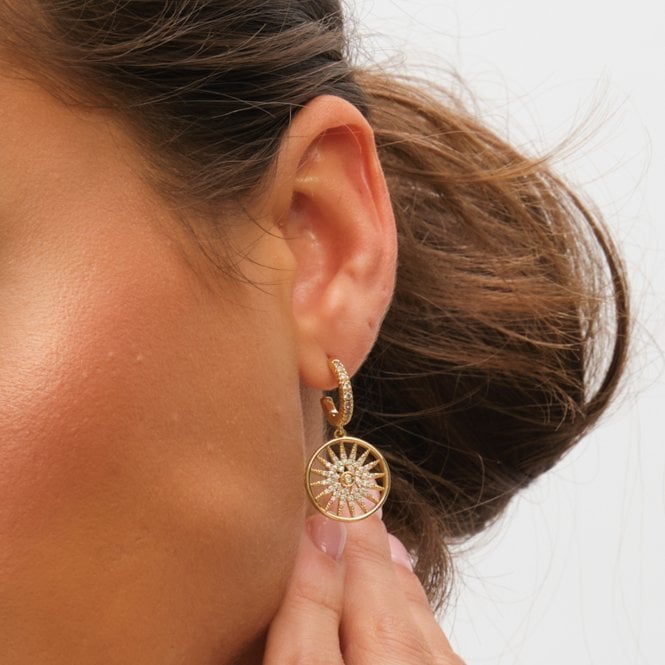 Jon Richard Inicio 14K Gold Plated Celestial Charm Hoop Earrings - Gift Pouch