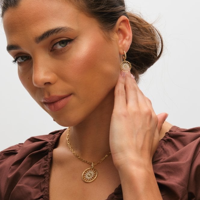 Jon Richard Inicio 14K Gold Plated Celestial Charm Hoop Earrings - Gift Pouch