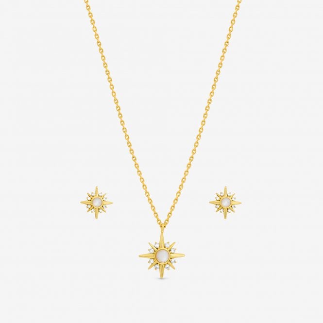 Jon Richard Inicio 14K Gold Plated Cubic Zirconia Star Set - Gift Box