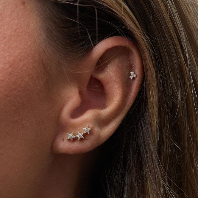 Jon Richard Inicio 14K Gold Plated Recycled Cubic Zirconia Star Ear Climber - Gift Pouch