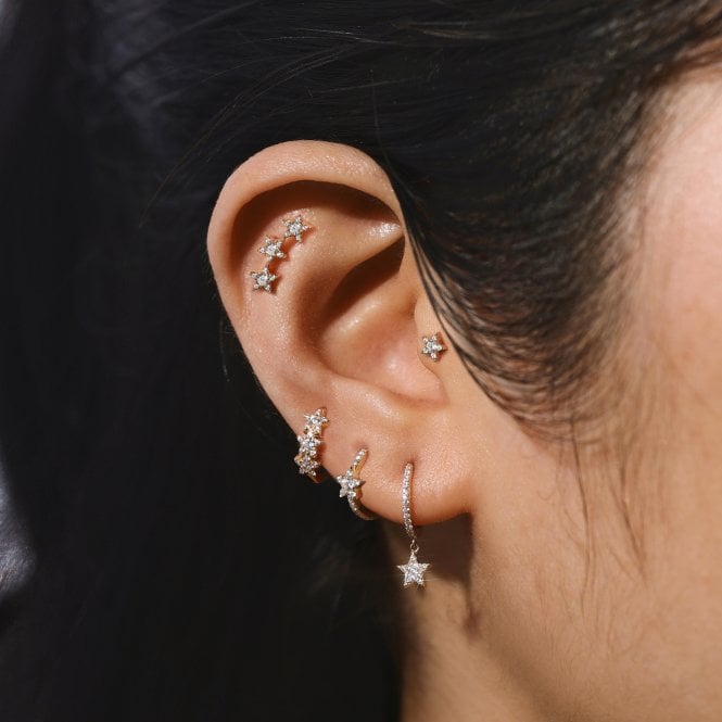 Jon Richard Inicio 14K Gold Plated Recycled Cubic Zirconia Star Ear Climber - Gift Pouch