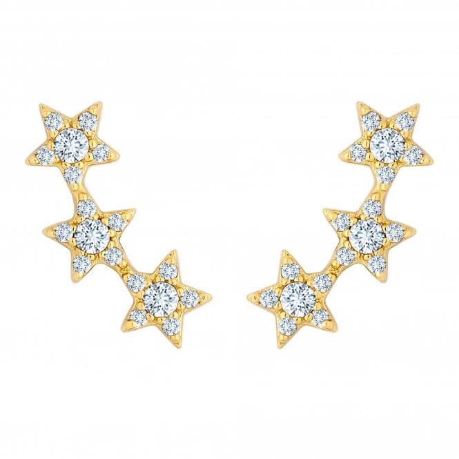 jon richard Inicio 14K Gold Plated Recycled Cubic Zirconia Star Ear Climber - Gift Pouch