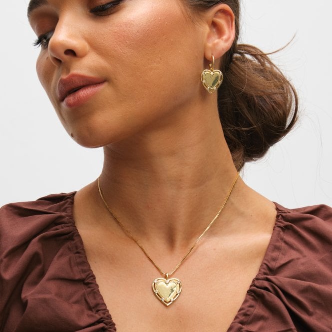 Jon Richard Inicio 14K Gold Plated Textured Heart Charm Pendant - Gift Pouch