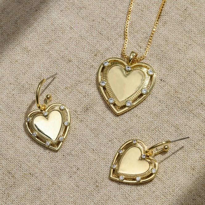 Jon Richard Inicio 14K Gold Plated Textured Heart Charm Pendant - Gift Pouch