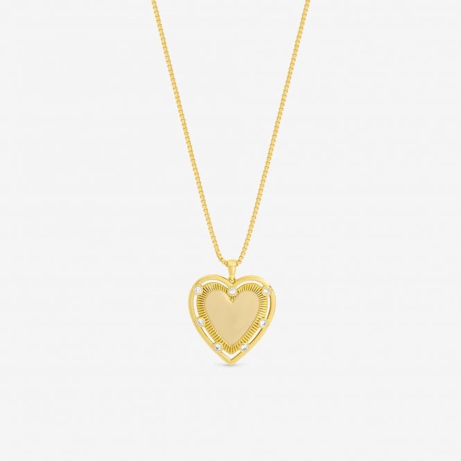 jon richard Inicio 14K Gold Plated Textured Heart Charm Pendant - Gift Pouch