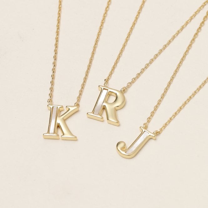 Jon Richard Inicio 14K Real Gold Plated And Mother Of Pearl Initial Pendant - R - Gift Pouch