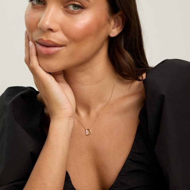 Jon Richard Inicio 14K Real Gold Plated And Mother Of Pearl Initial Pendant - D - Gift Pouch