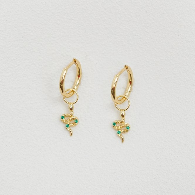 Jon Richard Inicio 14K Real Gold Plated Recycled Brass Serpant Charm Earrings - Gift Pouch