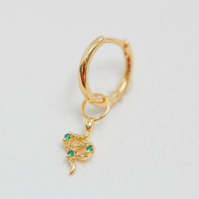 Jon Richard Inicio 14K Real Gold Plated Recycled Brass Serpant Charm Earrings - Gift Pouch