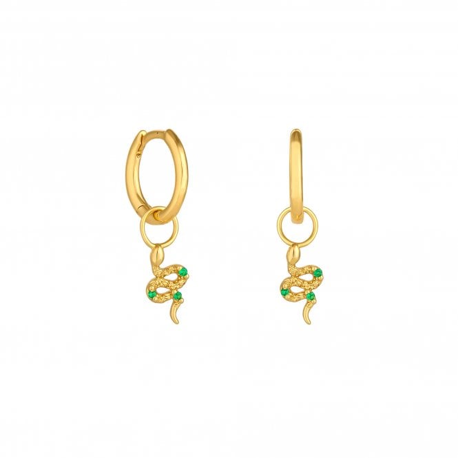 jon richard Inicio 14K Real Gold Plated Recycled Brass Serpant Charm Earrings - Gift Pouch