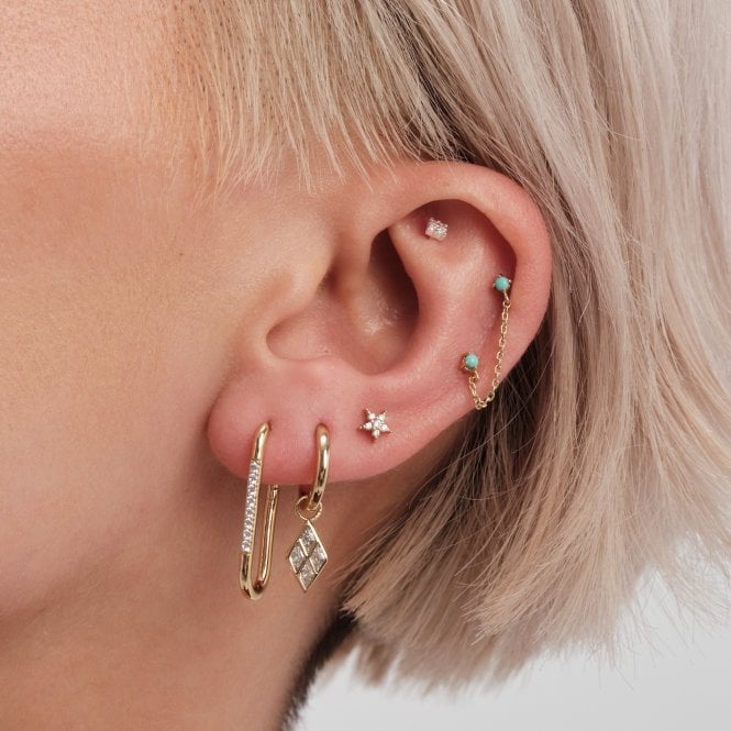 Jon Richard Inicio 14K Real Gold Plated Recycled Chain Drop Stud Earrings - Gift Pouch