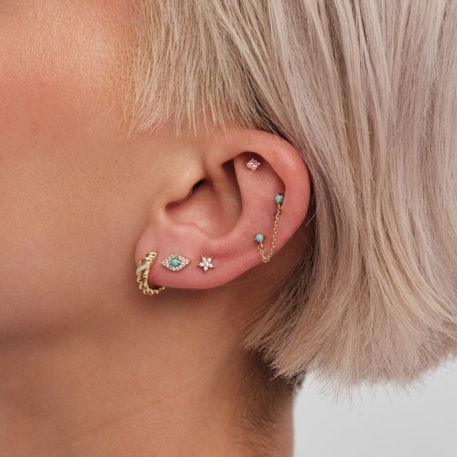 Jon Richard Inicio 14K Real Gold Plated Recycled Chain Drop Stud Earrings - Gift Pouch