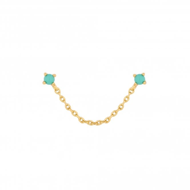 jon richard Inicio 14K Real Gold Plated Recycled Chain Drop Stud Earrings - Gift Pouch