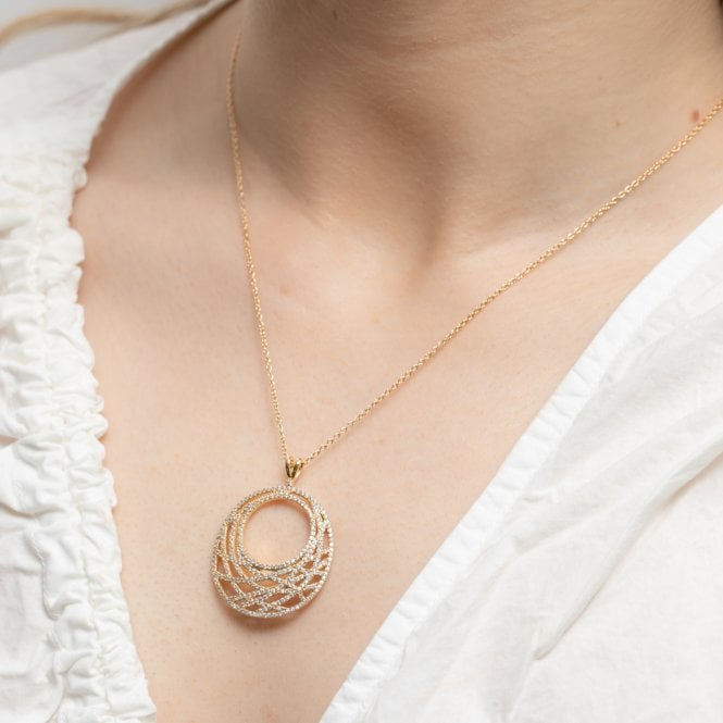 Jon Richard Inicio 14K Real Gold Plated Recycled Cubic Zirconia Contemporary Open Pendant Necklace - Gift Pouch