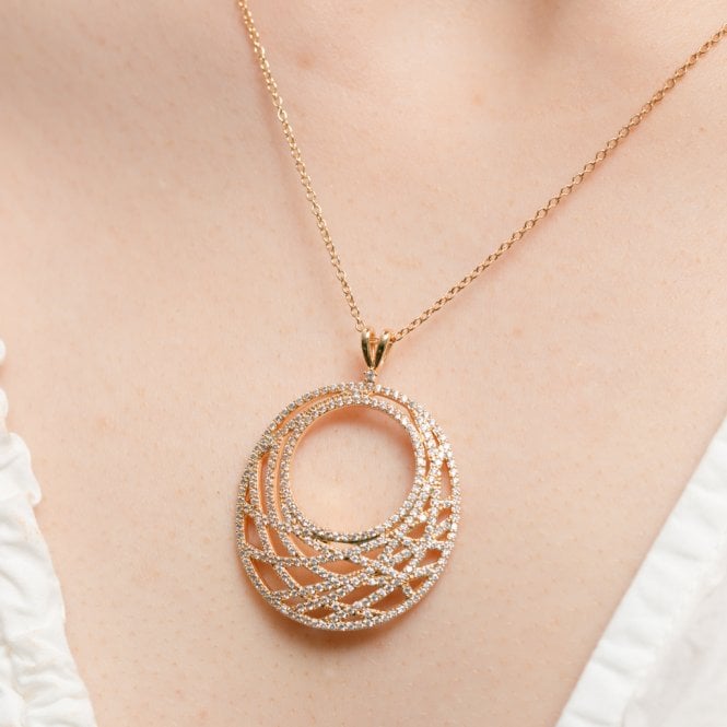 Jon Richard Inicio 14K Real Gold Plated Recycled Cubic Zirconia Contemporary Open Pendant Necklace - Gift Pouch