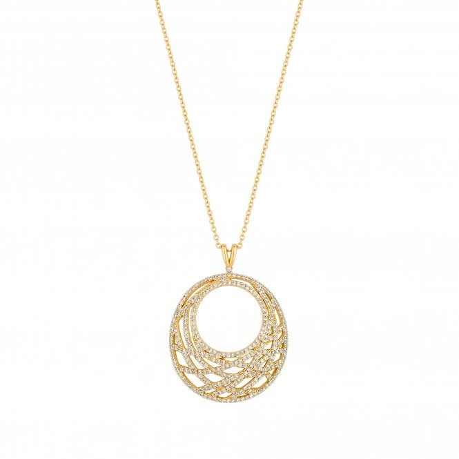 jon richard Inicio 14K Real Gold Plated Recycled Cubic Zirconia Contemporary Open Pendant Necklace - Gift Pouch